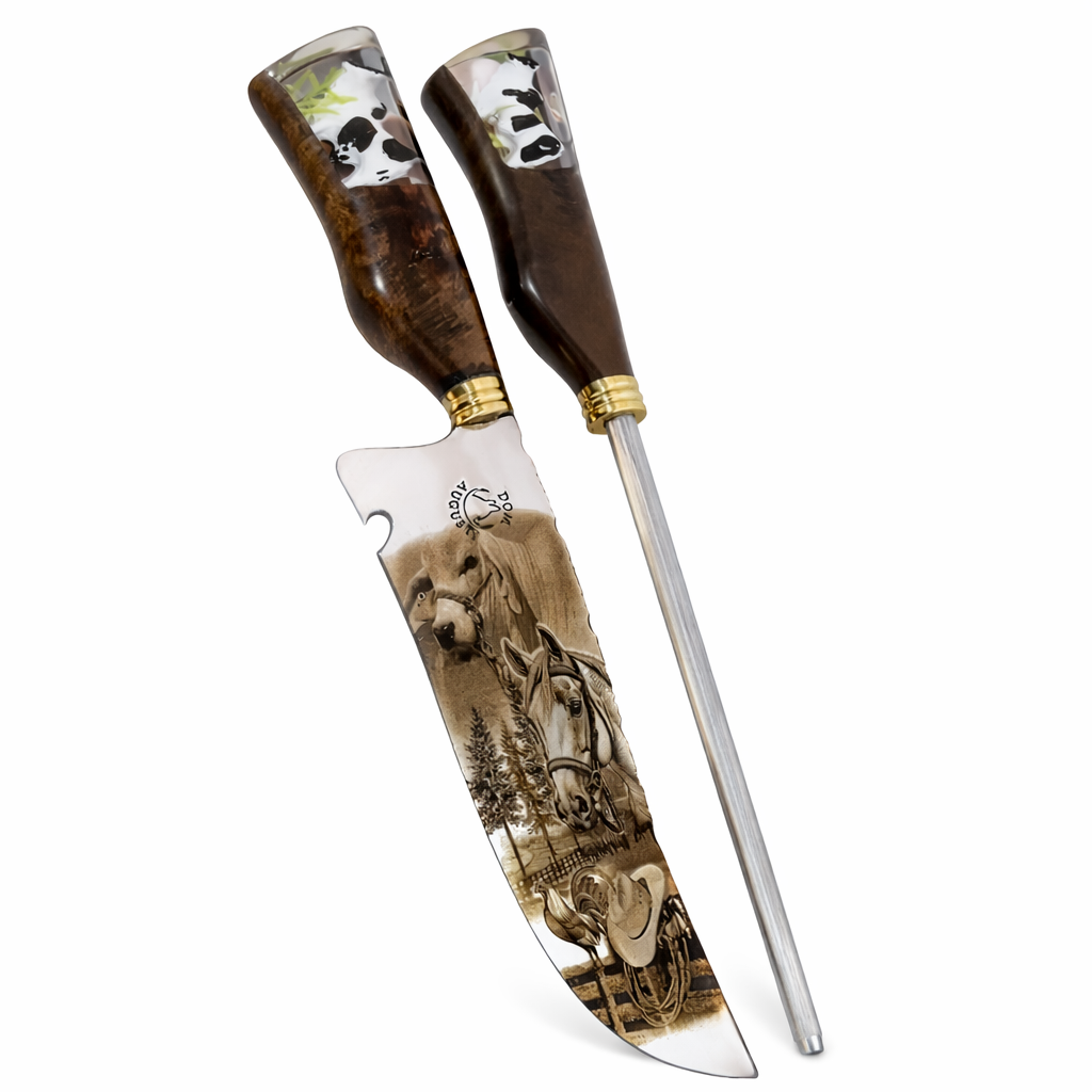 Faca Lenda do Sertão + Afiador Profissional