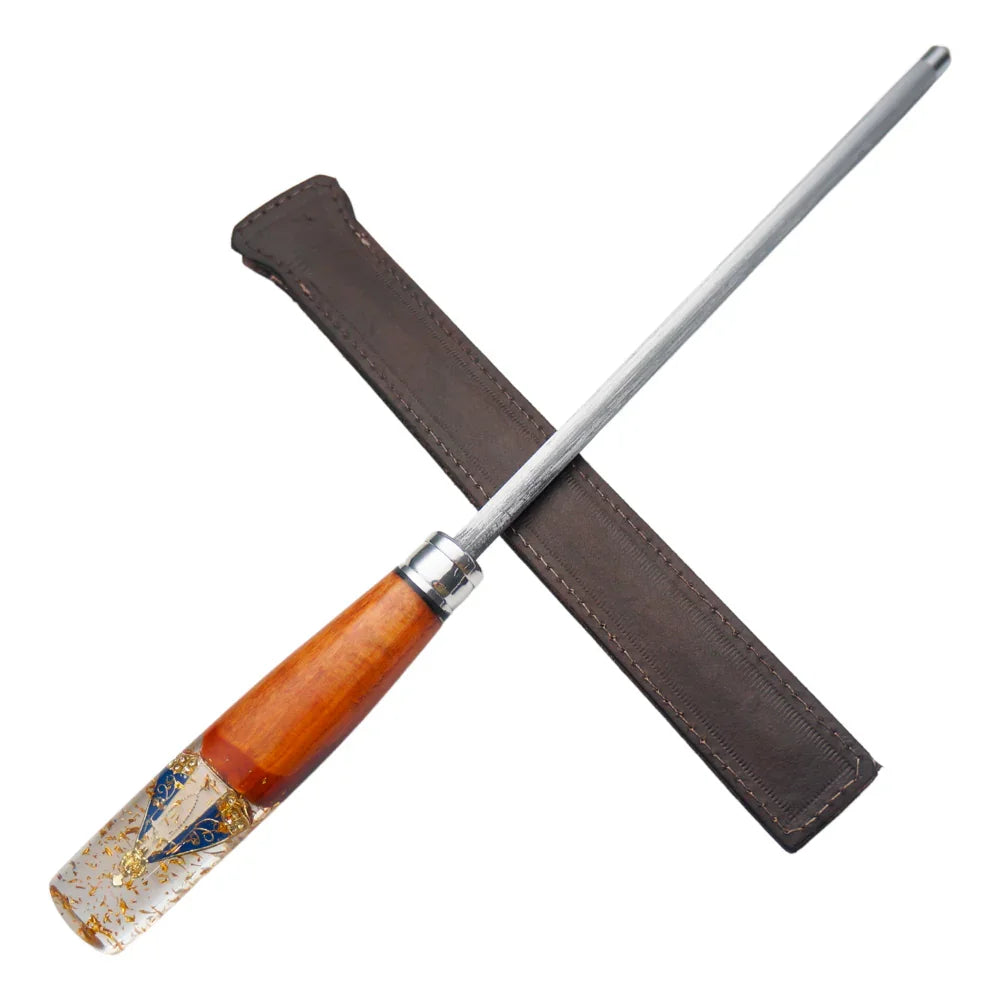 Chaira Profissional Aço Inox - Cabo Híbrido Madeira Resina Nossa Senhora