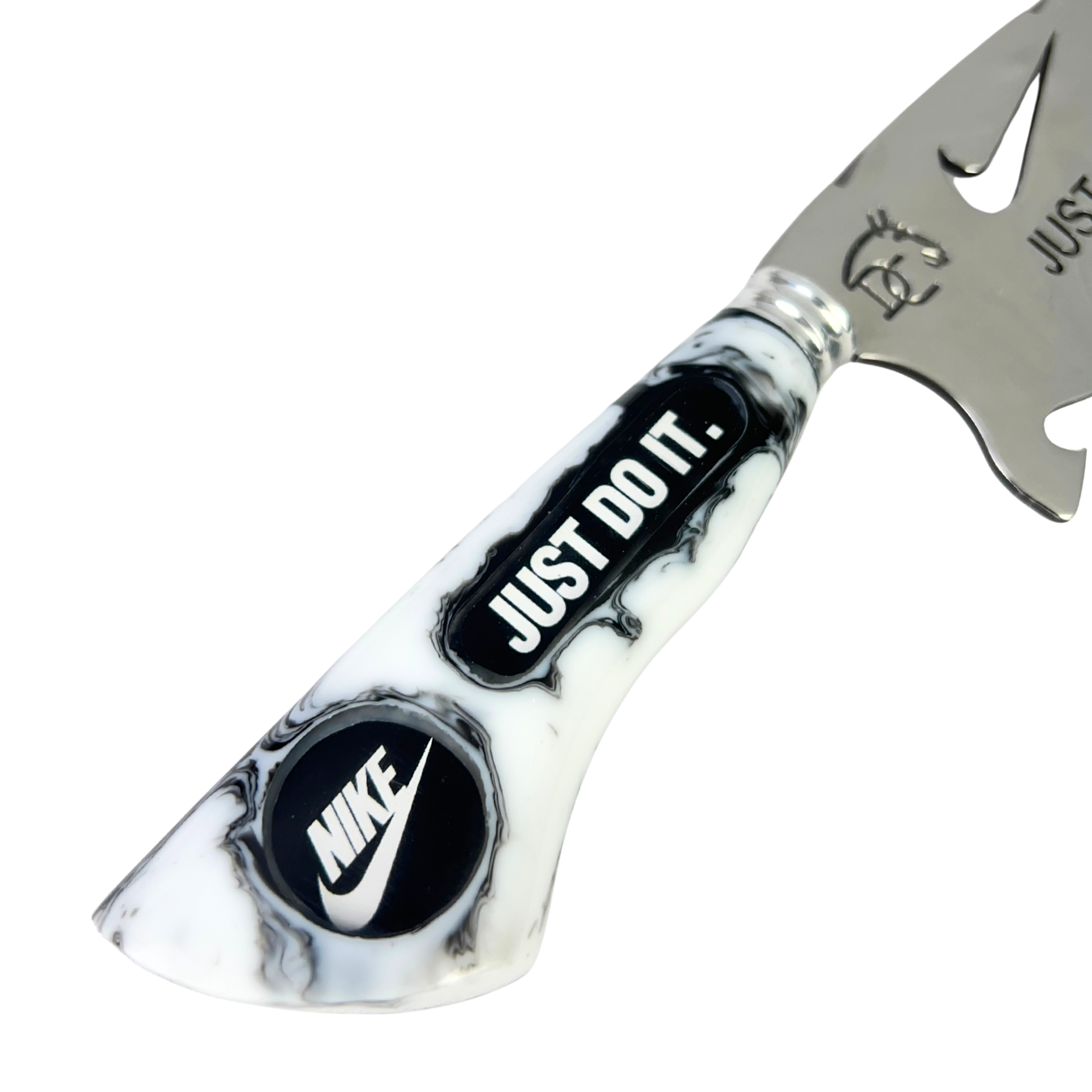Faca Nike 8 Polegadas | Lâmina Vazada Just Do It | Cabo Resina